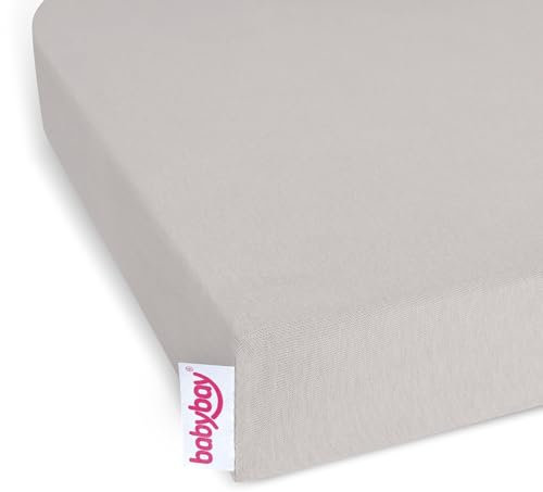babybay Jersey Spannbetttuch Deluxe passend für Modell Matratze Kinderbett-Umbausatz Original, Maxi und Boxspring, beige, 140 x 89 cm (1er Pack)