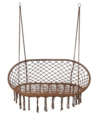 Rebecca Mobili Hollywoodschaukel, 2-Sitzer, Hängesessel zum Relaxen, braun, aus Polycotton, 2-Sitzer, für Garten und Wohnzimmer, Maße HxBxT: 150 x 130 x 70 cm - Art. RE7174
