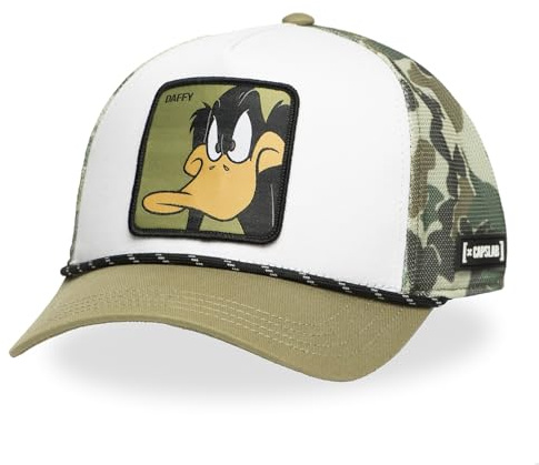 Capslab | Premium Trucker Cap Looney Tunes Daffy Duck | Einheitsgröße | Unisex Baseball Cap für Damen und Herren mit gebogenem Schirm und Snapback-Verschluss | 50% Baumwolle, 50% Polyester