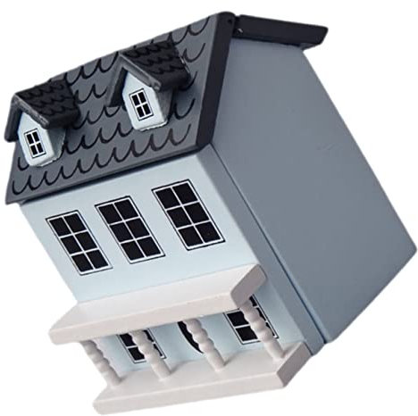 IMIKEYA Miniatur Haus Aus Holz Villa Modell Für Dekoration Maßstab Schmuck Puppe Bastelarbeit Kleines Holzhaus DIY Bausatz