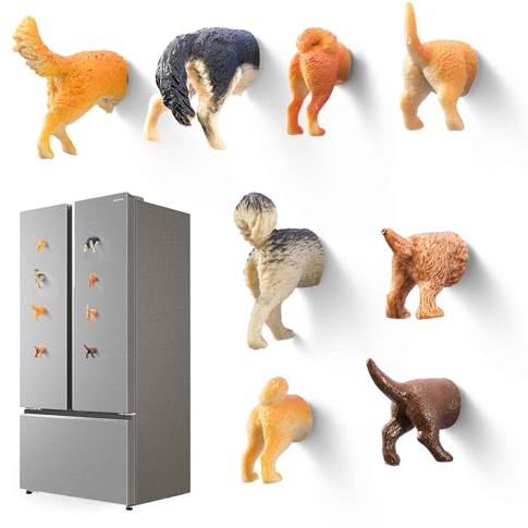 Kühlschrankmagnet, Verspieltes Hunde-Hintern-Design für Küchendekoration, niedliches Welpen-Thema, 8er-Set für Hundeliebhaber und modernes Wohn-Styling mit skurriler Ästhetik (Hundebutt)