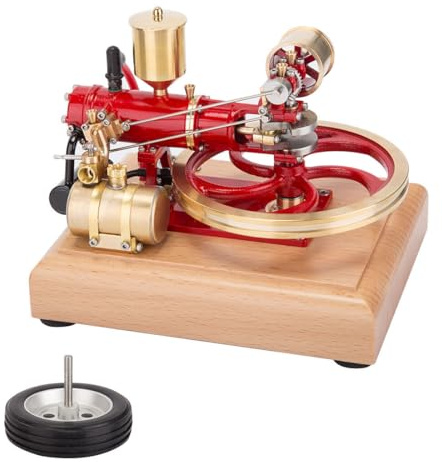Joytopiaminds Retrol Dampfmaschinen-Modellbausatz, Mini-Modell eines 1,9-cm³-liegenden Einzylinder-Viertakt-Dreirad-Verbrennungsmotors, mechanisches Sammlermodell für Enthusiasten