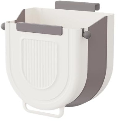 Bncxdc Kitchen Cupboard Bin, Food Waste Bin, Food Waste Caddy, Foldable Hanging, Wall Mounted Trash Can for Kitchen/Camping/Cabinet/Bathroom/Office/Car/Bedroom (Gray,10L)