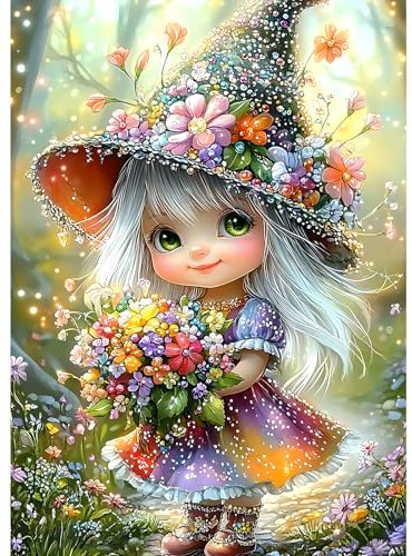 MXJSUA Elfes de la Forêt Peinture Diamant Adulte, 5D Diamond Painting Complet, Diamant Strass Point de Croix Cristal Painting, Murale Décoration, 30x40 cm