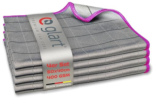 Glart 44C4P 4X Chiffons Carbone, Microfibre pour vitres Auto, 50 x 40 cm