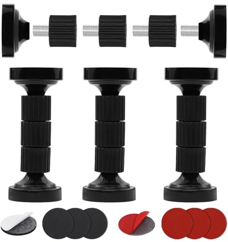 BEASAFY 4 Stück Bett Abstandshalter Wand, 40-115 mm Abstandshalter Verstellbar, Kopfteil Stopper Abstandhalter Wand, Anti Shake Bett Stabilisator für Betten Sofas Schränke (Schwarz)