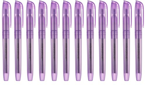 PATIKIL Evidenziatore Viola, 12Pz Evidenziatori Senza Sbavature Penne Neon Trasparenti Vista Rapido Asciugatura Marcatori Tascabili Punta Scalpello Carini Per Libri Ufficio, Trasparente