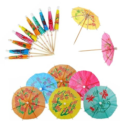 50PCS Cocktail Umbrellas for Drinks, Colourful Paper Cocktail Accessoriess, Assorted Tropical Paper Drink Umbrellas for Cocktails, Party Decorations, Tiki Bar, Birthday Supplies