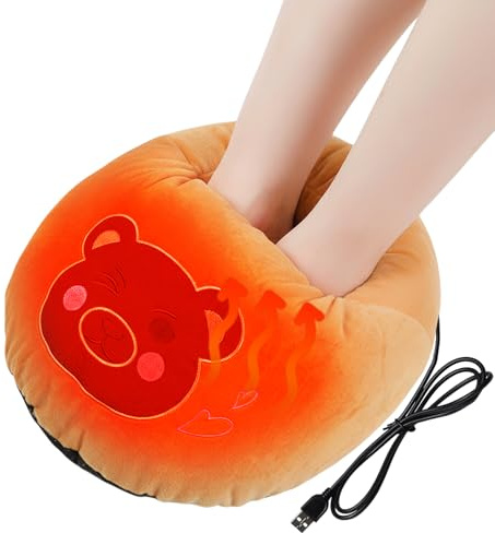 ZONSUSE Beheizter Fußwärmer im Bär Design, USB Beheizter Fußsack aus Cartoon Tiere, 5V 2A Süßer Teddybär Beheizter Fußwärmer,Schöne Winter Geschenk für Neujahr Weihnachten Geburtstag (Braunbär)