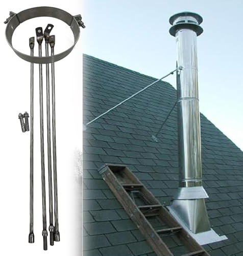Schornsteinrohrhalterung Edelstahl-Kaminstützensatz mit Befestigungsschrauben, Wind- und schneefeste Kaminverstrebungen für Dach/Wand, Größe anpassbar(Dia 4.5 (11.4cm))