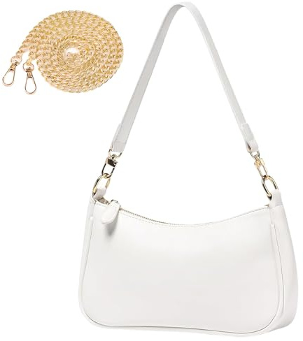 ASOUUNLD Handtaschen Clutch Klein Umhängetasche Damen Weiß Abnehmbare Schultertasche mit 2 Riemen für Schulter & Crossbody Elegante PU Hobo Bag für Alltag Arbeit Party und Reisen