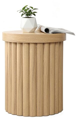 Hopmetopia Beistelltisch Holz, Kleiner Runder Tisch für Wohnzimmer, Nachttisch für kleine Räume, Moderner Stil (Holzfarbe, Ø40 cm X H50 cm)
