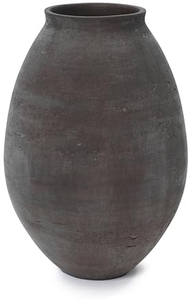Hometopia Vase Groß Braun 40 cm – Rustikale Betonvase im Wabi-Sabi Stil, Große Bodenvase aus Zement für Pampasgras & Trockenblumen, Handgefertigte Dekovase