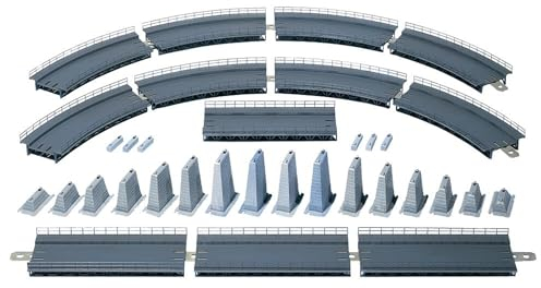 FALLER Auf- & Abfahrt kpl. Modellbausatz mit 123 Einzelteilen R=437,5mm, 30°, 188 x 71mm I Modelleisenbahn Zubehör H0 I Modelleisenbahn H0 Gleisbetten