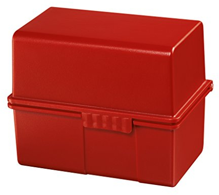 HAN Karteibox DIN A8 quer – innovatives, attraktives Design für 200 Karteikarten mit Stahlscharnier und Schnappverschluss, mit A-Z Register, rot, 978-17, 1 STÜCK