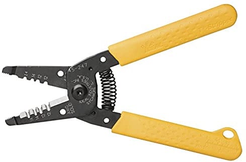 Ideal Electrical 45-247 Premium T-14 NM T-Stripper - 12/14 AWG, Wire Stripper with Looping Holes, Plier Nose, Spring Loaded Automatic Opening