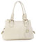 Gigi - Damen Leder Henkeltasche - Handtasche Klein/Mittelgroß - mit Herz Schlüsselring - Othello 6165 - Elfenbein/Beige