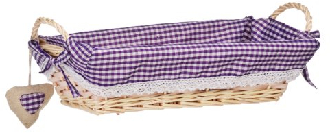 Premier Housewares Picnic Blanket Hamper Baskets For Gifts Picnic Basket Purple Gingham Lining Wicker Basket Bread Basket Woven Basket 35 X 17 X 14