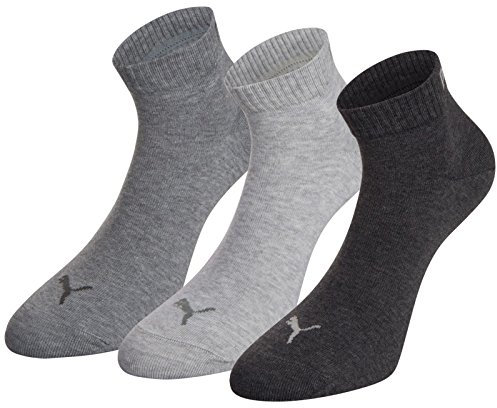 Puma, Quarter 251015 - Calzini corti sportivi unisex, 6 paia, Unisex, Puma Unisex Quarter Quarters Socken 6er Pack, 800-anthracite/light grey mel/middle grey mel-3, 35