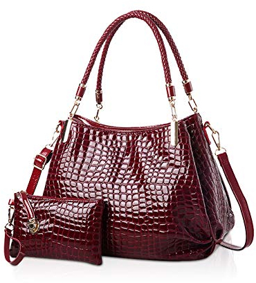 Nicole & Doris Neue Handtasche Frauen Krokodilkorn PU Leder Damen Umhängetasche 2 Stücke Handtasche Crossbody Totes Große Tasche
