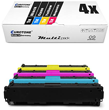 Eurotone Druckerpatronen kompatibel für HP Color Laserjet cm 1312 1512 1312, CB540A CB541A CB542A CB543A 125A, Druckerpatronen im Set