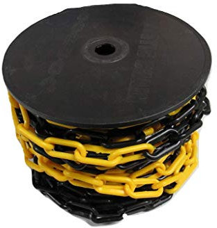 Plastic Chain Garden Fence Barrier 10MM x 20 Metre (Black and Yellow Decorative Driveway)