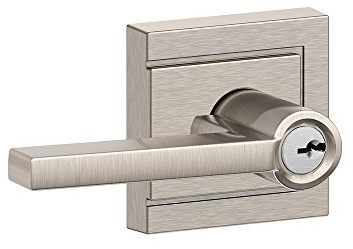 SCHLAGE Latitude Keyed Entry Door Handle, Reversible, Satin Nickel