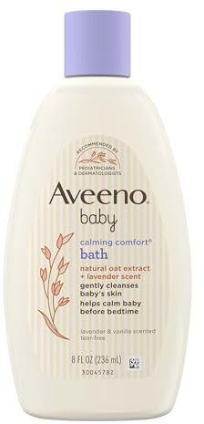 Aveeno Baby Calming Comfort Bagno alla Lavanda & Vaniglia, ipoallergenico e strappo-libero, 8 fl. oz