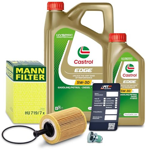 1x Ölwechsel Set - MANN-FILTER ÖLFILTER + 6 L CASTROL EDGE TITANIUM FST 5W-30 LL