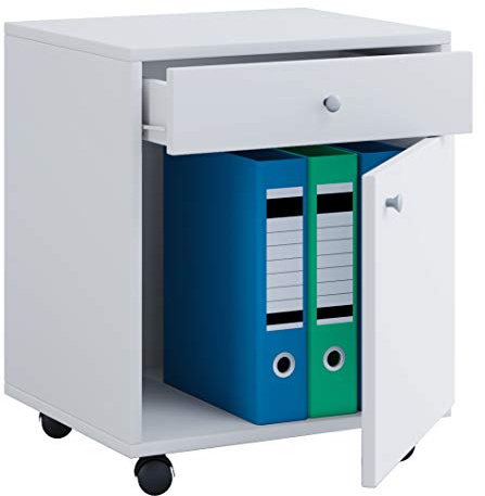 VCM Rollcontainer 45x38x54 cm 1 Tür 1 Fach Bürocontainer Holzwerkstoff | Stauraum für Unterlagen unterm Schreibtisch - praktisch fürs Homeoffice und Büro - für Angestellte, Material Holzwerkstoff