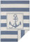 NORTHRUGS In- und Outdoor Teppich Gandara 160x230cm - Wendeteppich Wetterfest Modernes Design mit Anker-Motiv Läufer für Balkon Terrasse Garten Wintergarten Wohnzimmerteppich Wasserfest in Blau Creme