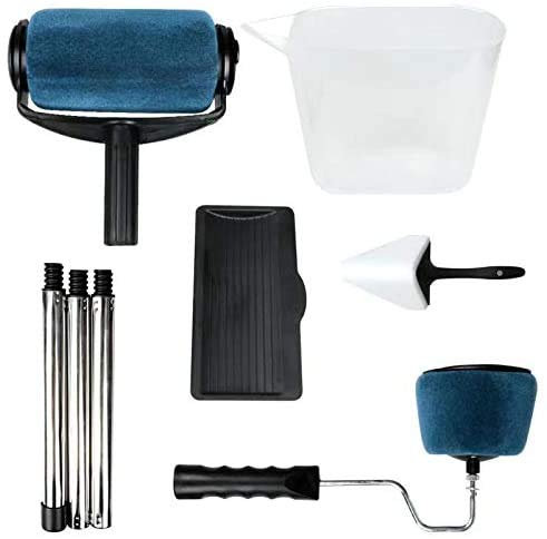 [2020 NEW] Senza Cuciture Rullo per Pittura Pro con Serbatoio Professionale Set 9pz Incluso un Rullo di Ricambio e Pennelli per Manico Rulli per Vernice antigoccia Trasforma la stanza in minuti