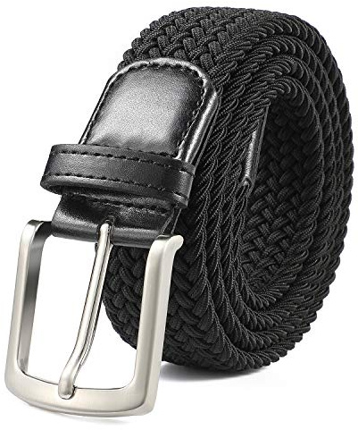 AnJuHoPa Stoffgürtel für Herren elastischer Damengürtel Nickelfreie Metallschnalle geeignet für mehr Taillengrößen Freizeitsportgürtel unisex Gürtel 105 cm Schwarz