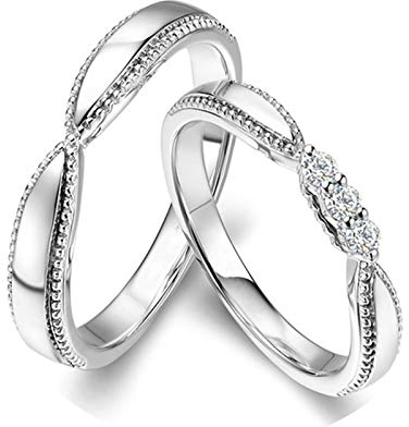 KnSam Platin Ringe Linie Überqueren Trauringe Paarpreis Weißgold EIN Paar Ringe Paarpreis Ringe Set Silber