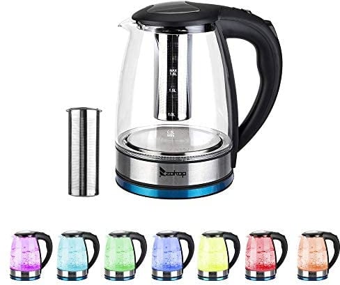 ZOKOP HD-1861-A 220V 2200W 1.8L Electric Glass Kettle UK Plug