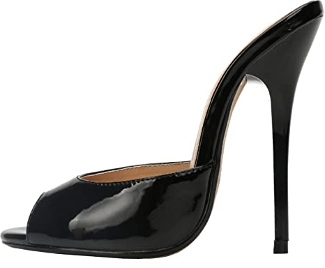 MUYEY 13 cm Damen Herren High Heels Hausschuhe Peep Toe Backless Stiletto Slip on Sandalen Party Schuhe Für Party Club Prom Schuhe Große Sandalen,Black1,38