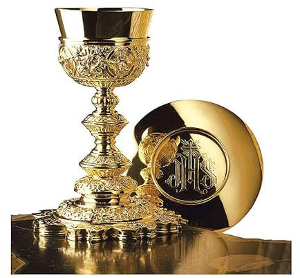 Holyart Chalice and paten Molina with star base, the cup is in gold 925 sterling silver