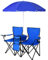 TANGZON Double Camping Chair, Portable Folding Loveseat Chair with Umbrella and Carry Bag, Outdoor Leisure Lover Chairs for Finishing, Picnic, Travel, Hiking, Beach and BBQ (Blue)