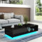 Couchtisch Mit Stauraum in Schwarz Glänzend - LED-Leuchten, Rechteckiger Mitteltisch für Wohnzimmer Mit Schublade und Offenem Regal, 95 x 55 x 31 cm (2,5 m LED)