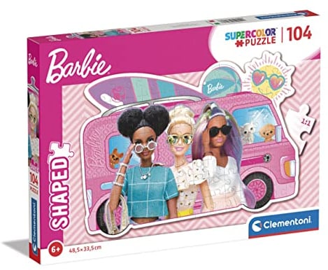 Clementoni - 27162 - Supercolor Puzzle Shaped Barbie - Puzzle 104 Teile Ab 6 Jahren, buntes Kinderpuzzle mit besonderer Leuchtkraft & Farbintensität, Geschicklichkeitsspiel für Kinder