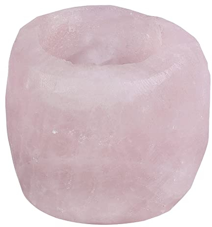 KYEYGWO Rosenquarz Natürlicher Oval Kristall Kerzenhalter Ornament, Heilung Stein Kerzenständer Polierte Edelstein Teelichthalter Modern Kerzenleuchter für Tischdeko Party Hochzeit Weihnachten