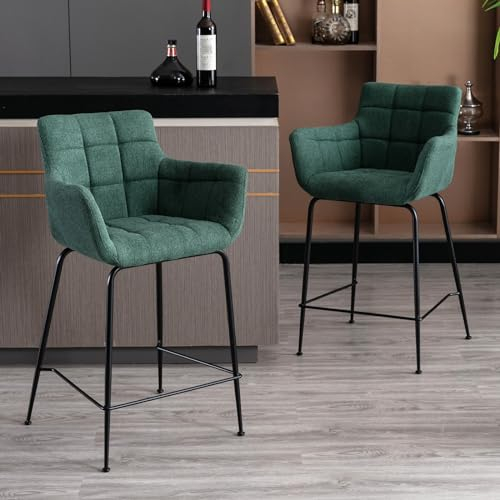 chairus Barhocker 2er Set Barstuhl mit Fußstütze Küche Thekenhocker Modern Frühstück Hochhocker mit Lehne Bistrohocker Esszimmer (Grün-2)