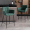 chairus Set mit 2 Stück Barhocker Sessel Stoff Küche Frühstück Thekenhocker Modern Hochhocker Barstuhl mit Fußstütze (Grün-2)