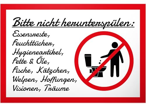 DankeDir Bitte nicht herunterspülen - Schild 30x20 cm - Herren Türdekoration für WC - Toilettenschild - KloSchild - Besucherangabe - Toilette lustig