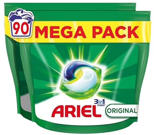 Ariel Todo En 1 PODS, Detergente Líquido Para Lavadora 90 Cápsulas Original Lavados, 5 Acciones Para Una Limpieza Increíble, El embalaje puede variar