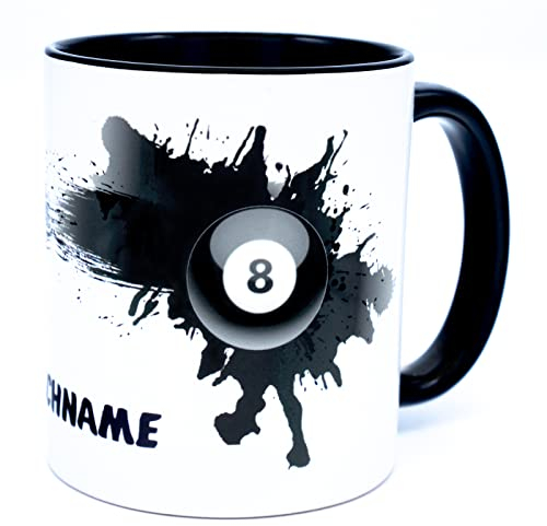 Billard Tasse mit Namen Snooker Becher personalisiert Spieler Geschenk Zubehör Dekoration Sport Kaffeetasse Kaffeebecher Geburstag Mann Frau Erwachsene Profi Equipment Trainer Gadget Geschenkideen