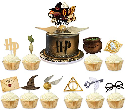 Norinoya 11PCS Harry Potter Themed Cupcake Toppers for Birthday Cake Decorating,Birthday Party Supply