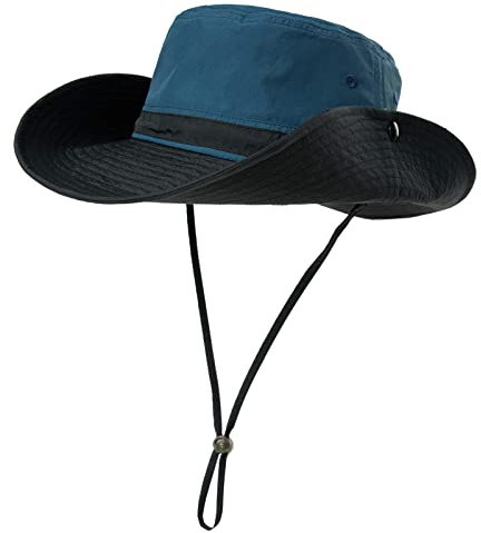 Comhats UPF 50 Wide Brim Sun Hats for Men & Women - Summer Safari Hat, Lightweight & Breathable Fishing Hat, Outdoor Sunhat for Hiking Gardening Trekking Travel Navy M
