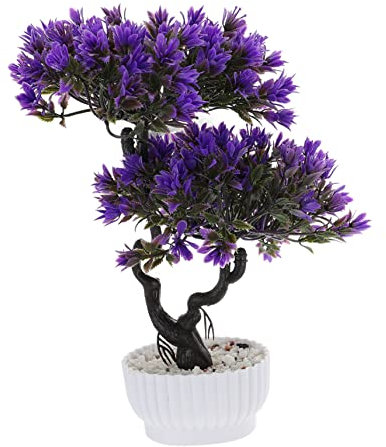 Cabilock Künstliche Kunstpflanze, Künstlicher Baum Eingetopfte Kiefernpflanzen Bonzie-Baum Künstliche Pflanze Faux Fake Tree Bonsai-Material Büro Drinnen Violett Bündel Plastik