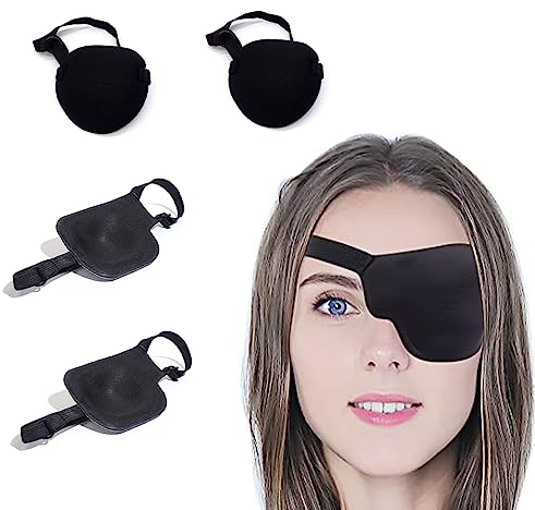 LJFEA 4pcs cache oeil medical cache oeil adulte cache oeil enfan Adapté au strabisme amblyopie 3D Patches Oculaires Réglables Gauche * 2 Droite * 2(Rond*2 Carré*2)